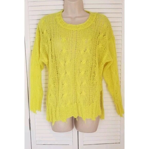 NEW ANTHROPOLOGIE THE POSEY STITCHY DISTRESSED WOOL-BLEND YELLOW SZ XXS - Picture 2 of 9